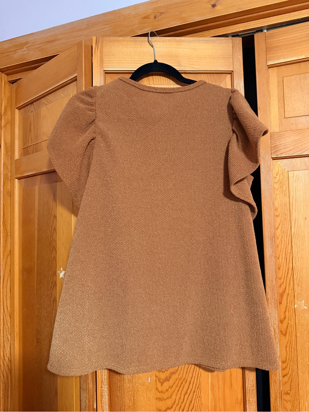 Ruffle Sleeve Knit Top in Rust Brown - Picture 5 of 5
